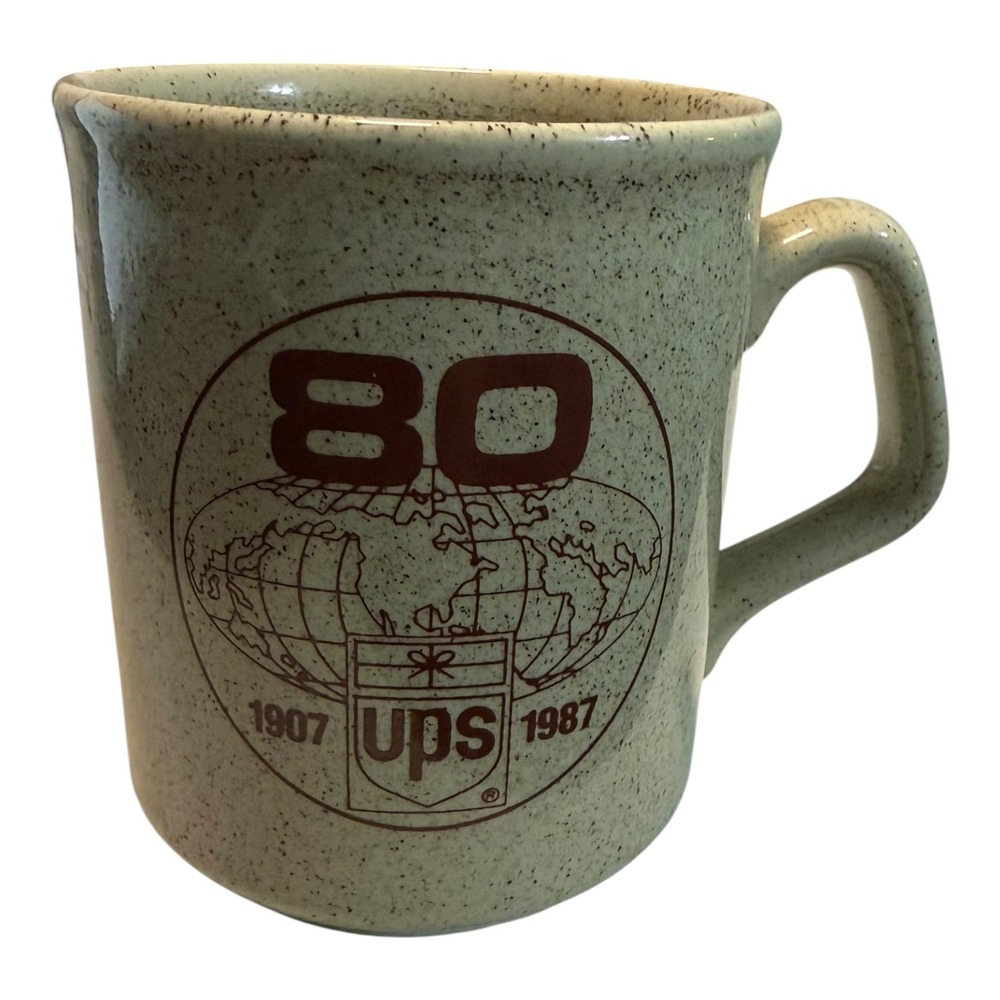 Vintage UPS 80th Anniversary Mug 1907-1987 Speckled Stoneware Made in England